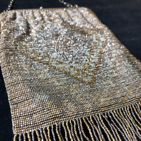 Vintage Handbags - Vintage 1920s French Beaded Fringe Flapper Bag